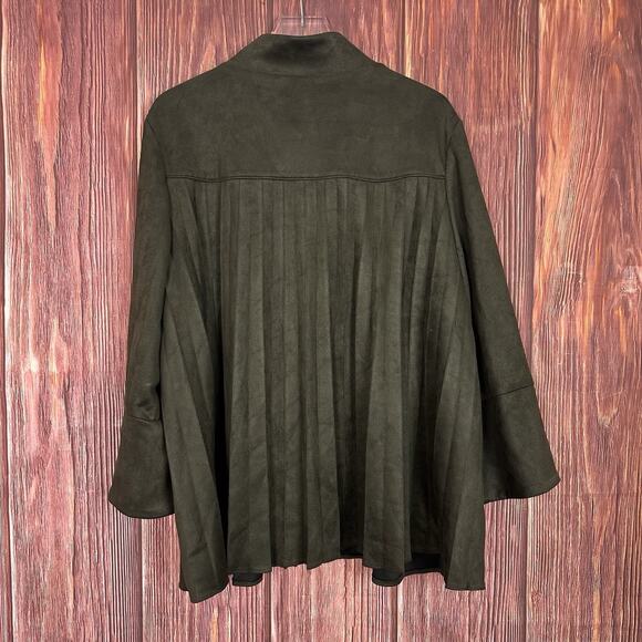 IC by Connie K Collection Faux Suede Dark Green Jacket Plus Size 3X Lagenlook - Picture 2 of 7